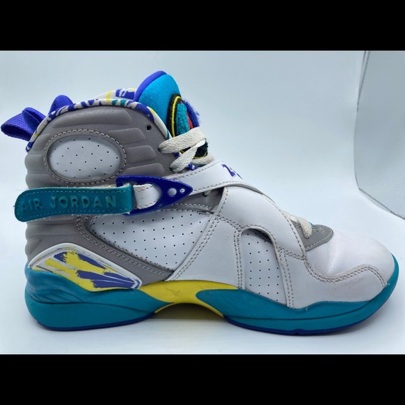 2019 Nike Air Jordan 8 Retro OG White Aqua CI1236-100 Sz 7 Women’s - Picture 2 of 12